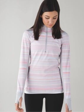 Lululemon Race With Grace Half-Zip II Sanctity Stripe Women's Top Sz 6